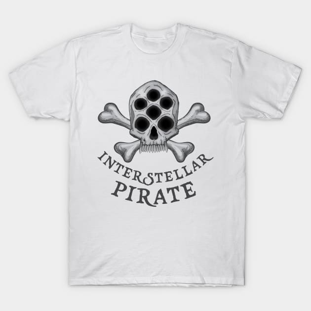 Interstellar space pirate skull crossbones T-Shirt by HurdyGurdy